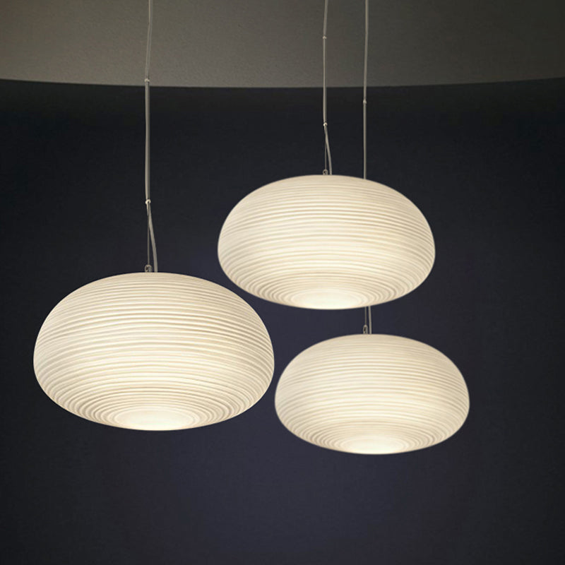 Japandi Hanglamp – Geribbeld Wit Glas – E27 | Kumo