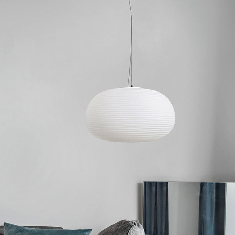 Japandi Hanglamp – Geribbeld Wit Glas – E27 | Kumo