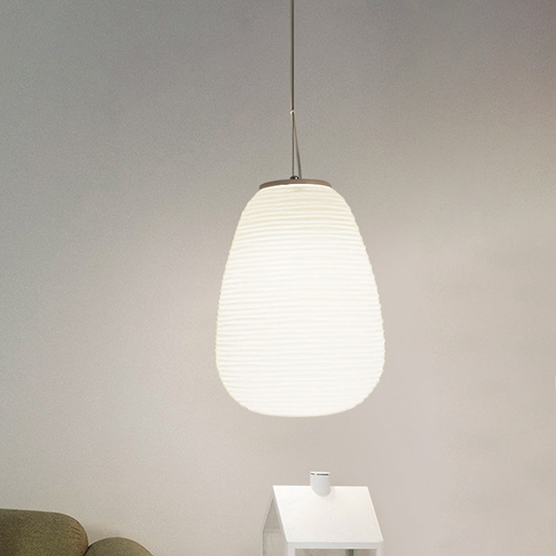Japandi Hanglamp – Geribbeld Wit Glas – E27 | Kumo