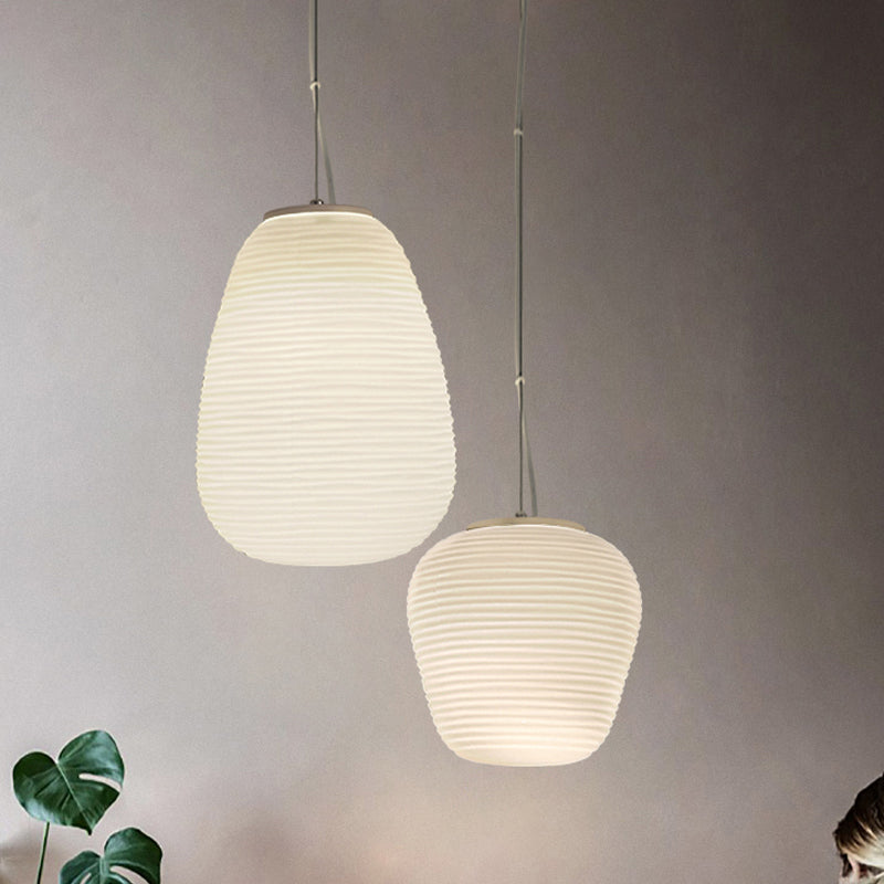 Japandi Hanglamp – Geribbeld Wit Glas – E27 | Kumo