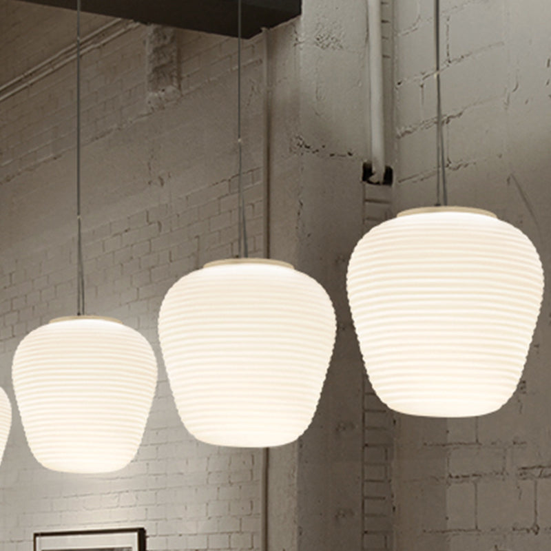 Japandi Hanglamp – Geribbeld Wit Glas – E27 | Kumo
