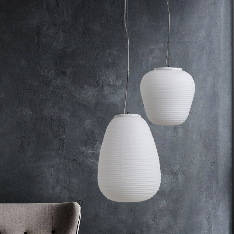 Japandi Hanglamp – Geribbeld Wit Glas – E27 | Kumo