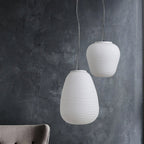 Japandi Hanglamp – Geribbeld Wit Glas – E27 | Kumo