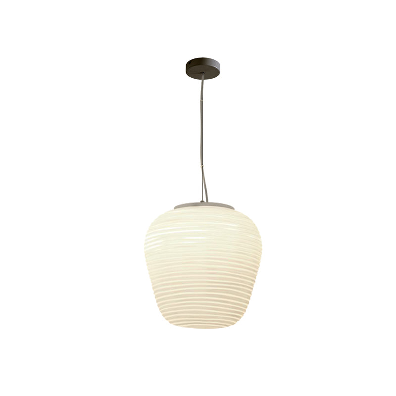 Japandi Hanglamp – Geribbeld Wit Glas – E27 | Kumo