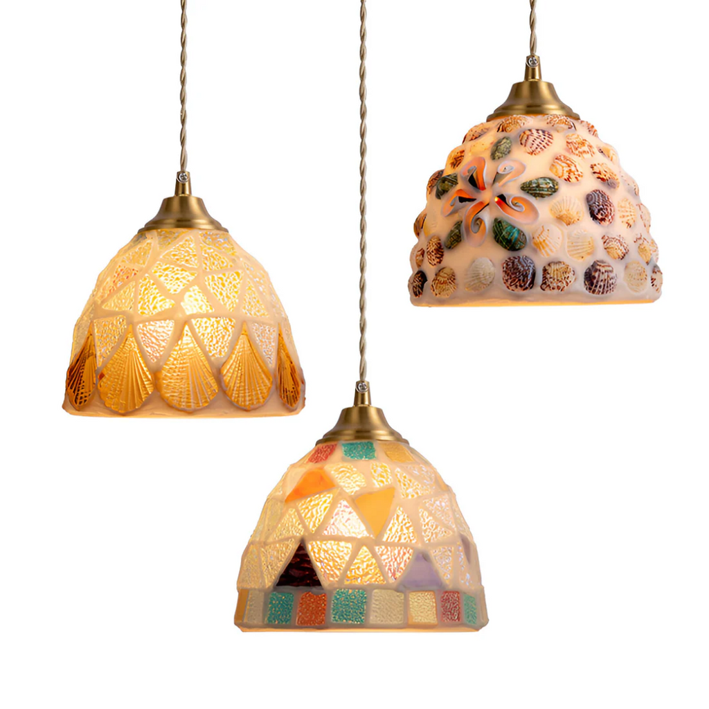 Concha Ramo | Gekleurde Retro Hanglamp – Glasoptiek & Koper – Sfeervol Warmwit Licht