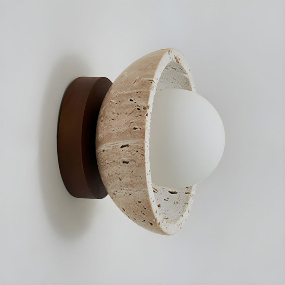 Sura | Plafondlamp van Travertin & Hout – Japandi Design
