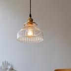 Koda | Vintage Glazen Hanglamp – Klassiek Geribbeld Glas met Luxe Koperen Fitting