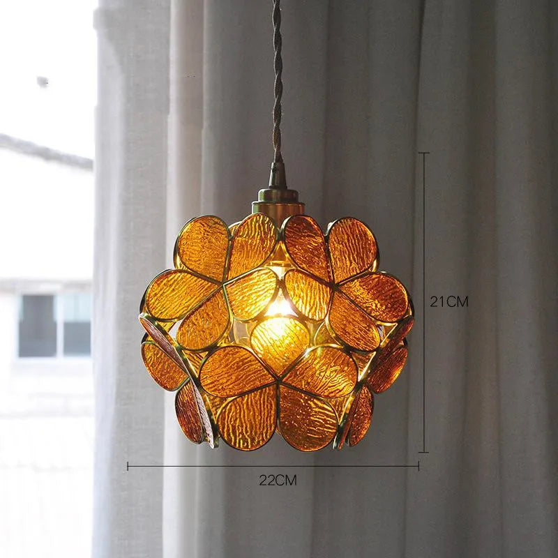 Glazen Hanglamp – Bloem Design – Messing Afwerking | Floyem