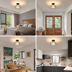 LuceDorata | Plafondlamp met Glas & Metaal – Zwart of Goud – Modern Design
