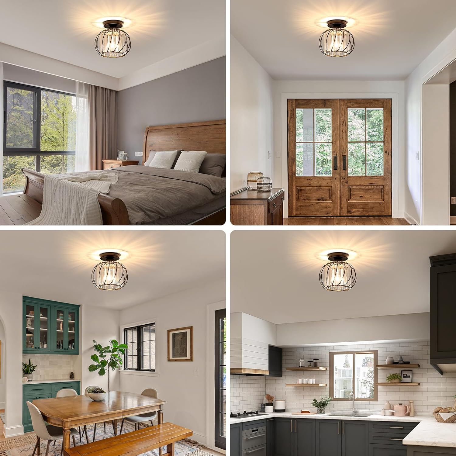LuceDorata | Plafondlamp met Glas & Metaal – Zwart of Goud – Modern Design