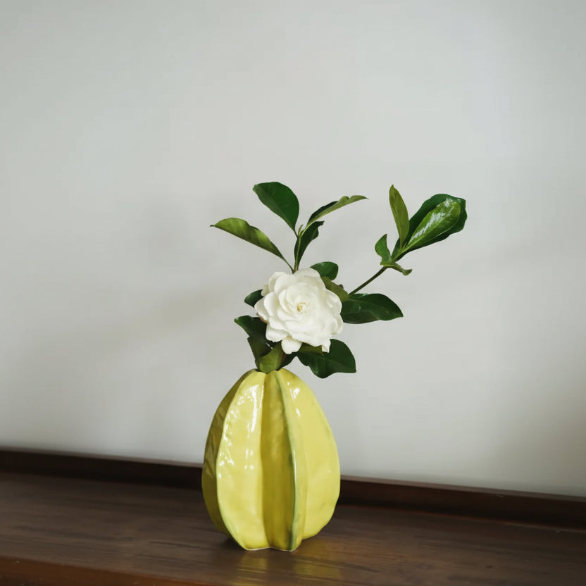 Carambola-Vaso | Artistieke Keramieken Bloemenvaas – Unieke Stervruchtvorm – Handgemaakt Kunstobject