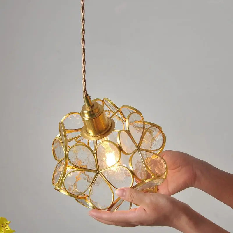 Glazen Hanglamp – Bloem Design – Messing Afwerking | Floyem