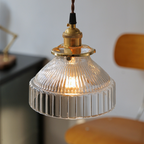 Koda | Vintage Glazen Hanglamp – Klassiek Geribbeld Glas met Luxe Koperen Fitting