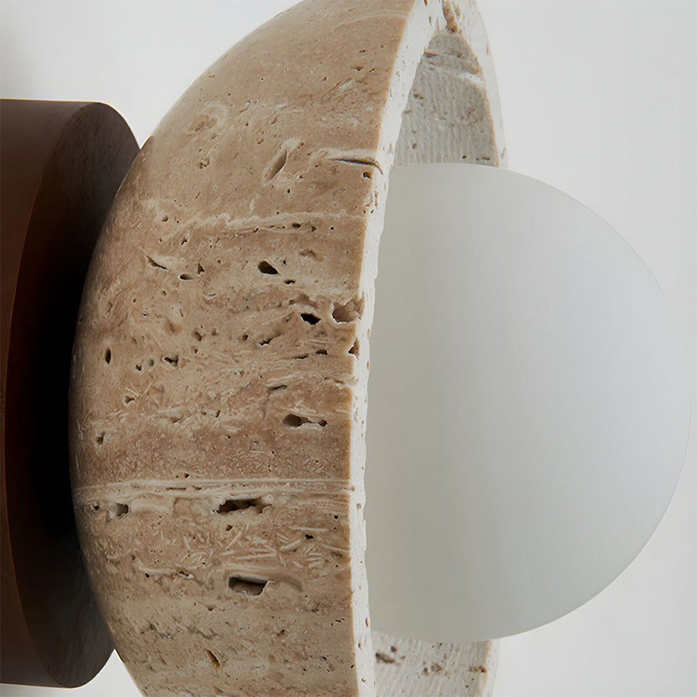 Sura | Plafondlamp van Travertin & Hout – Japandi Design