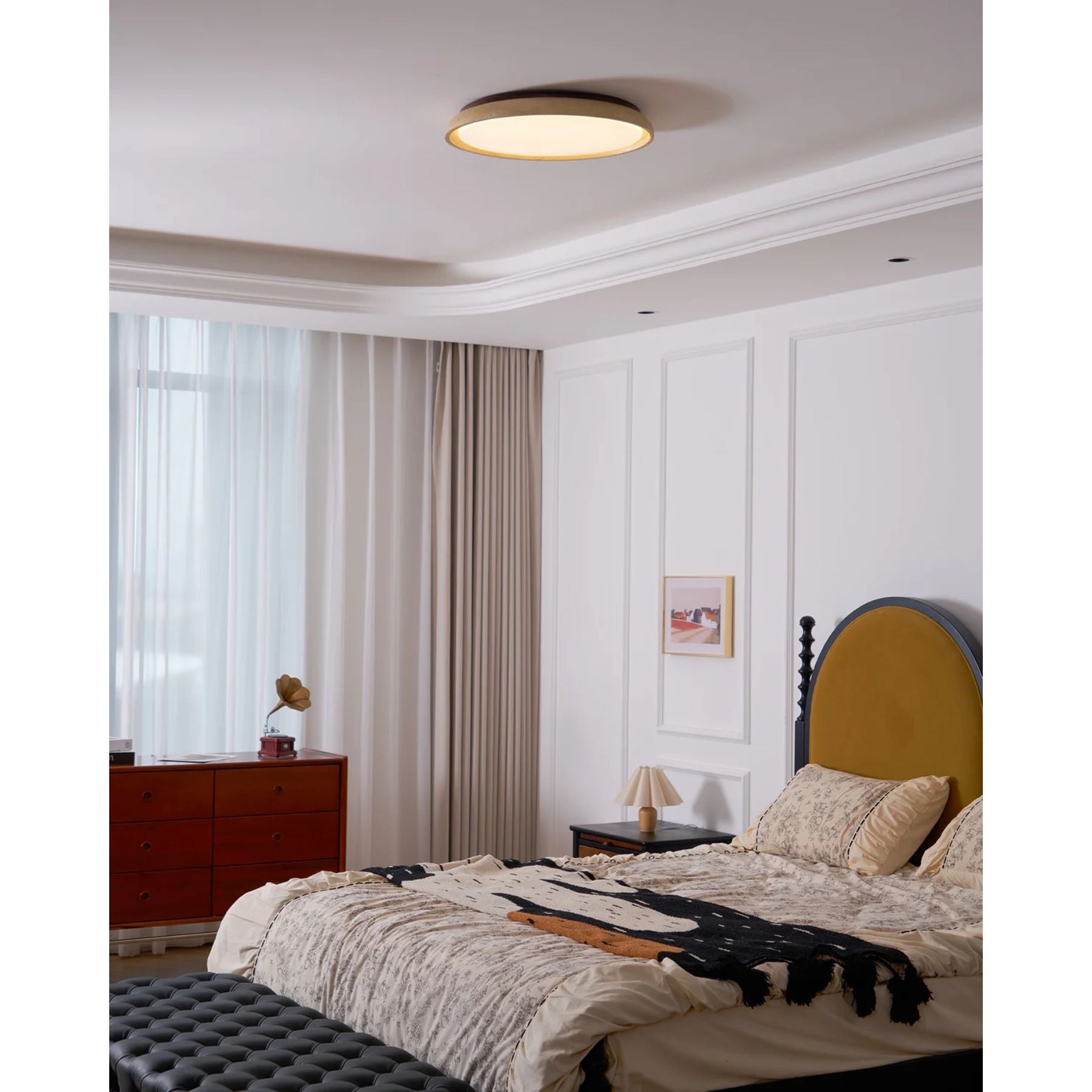 Trové | Travertijn & Hout Minimalistische Plafondlamp