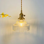 Koda | Vintage Glazen Hanglamp – Klassiek Geribbeld Glas met Luxe Koperen Fitting