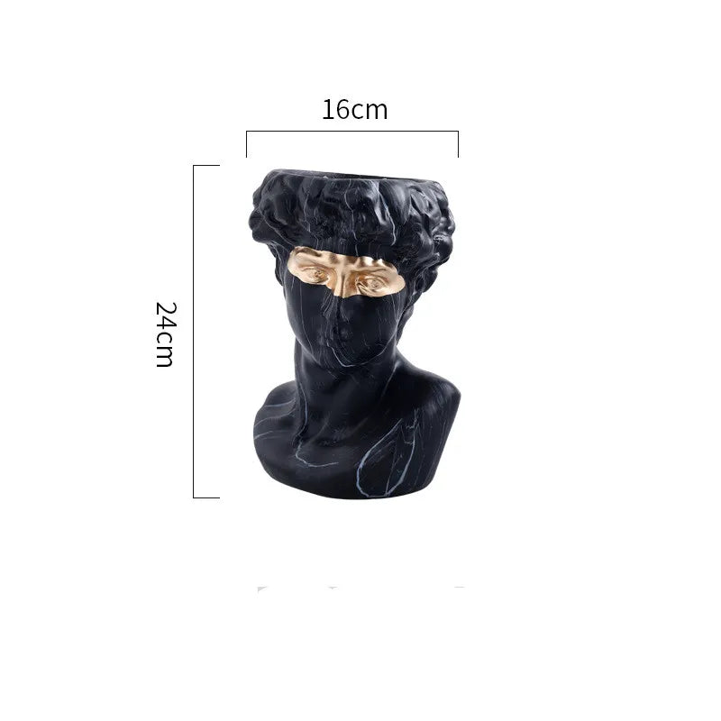 Rinascimento | Artistieke David Buste Vaas – Handbeschilderd Design – 24 cm