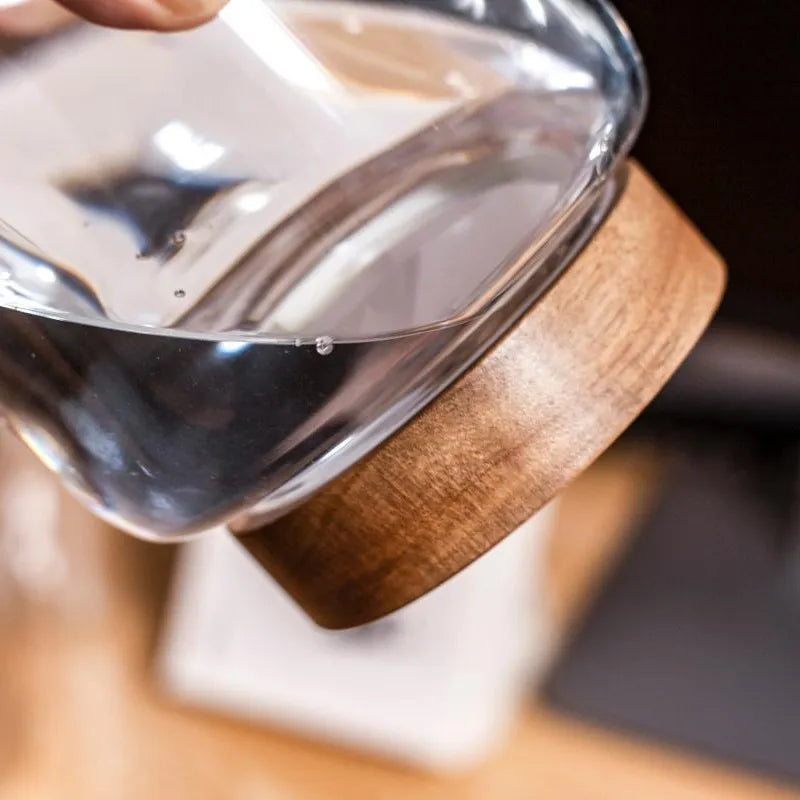 Klar Akasie | Luxe Glazen Voorraadpot – Acaciahouten Schroefdeksel