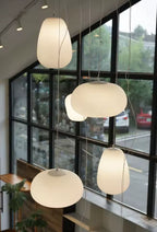 Japandi Hanglamp – Geribbeld Wit Glas – E27 | Kumo