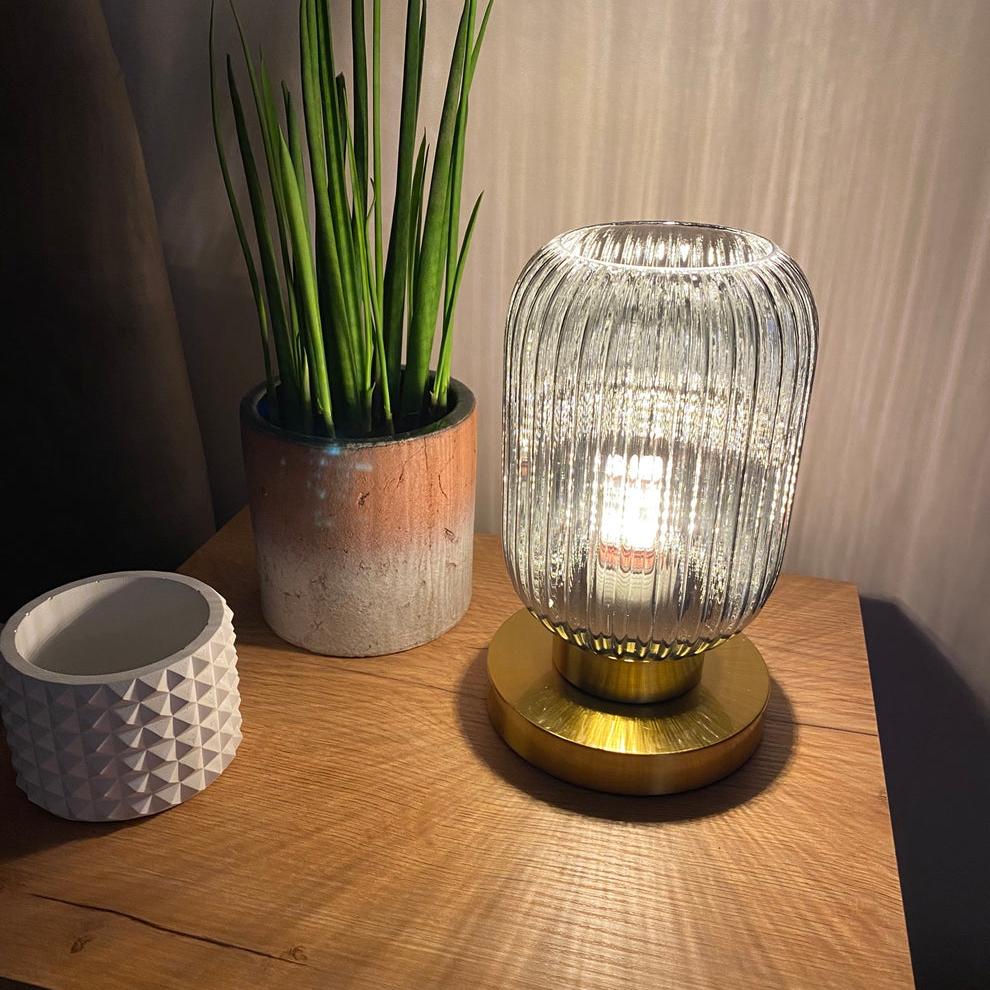 Ombra | Tafellamp met Geslepen Amber Glas