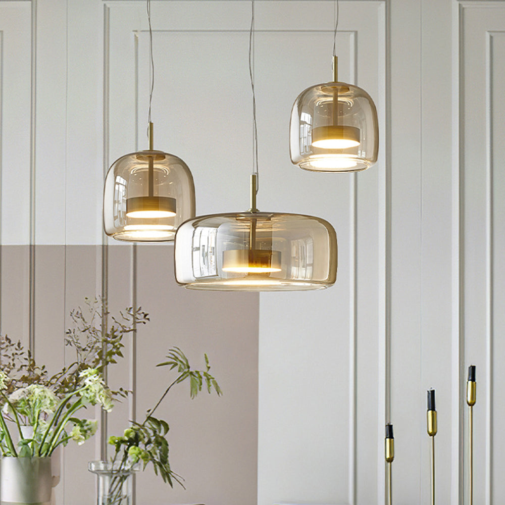 Glasel | Hanglamp van Glas & Messingdetails