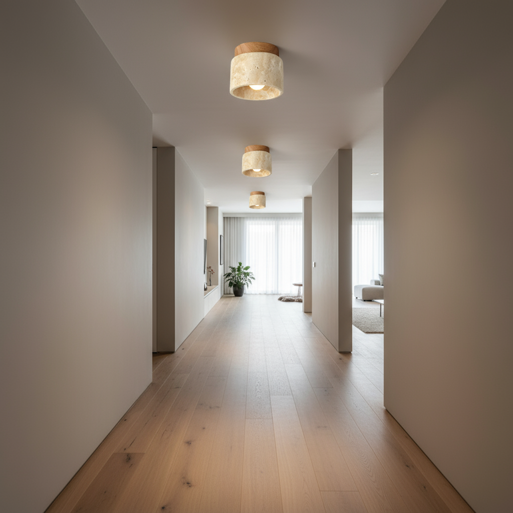 Travaro | Japanse Natuursteen Plafondlamp van Travertin