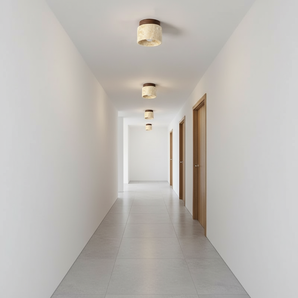 Travaro | Japanse Natuursteen Plafondlamp van Travertin