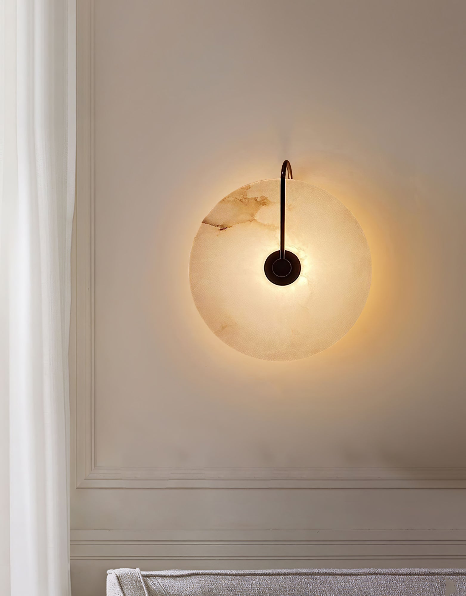 Alba | Wandlamp van Albast met Art Deco Design