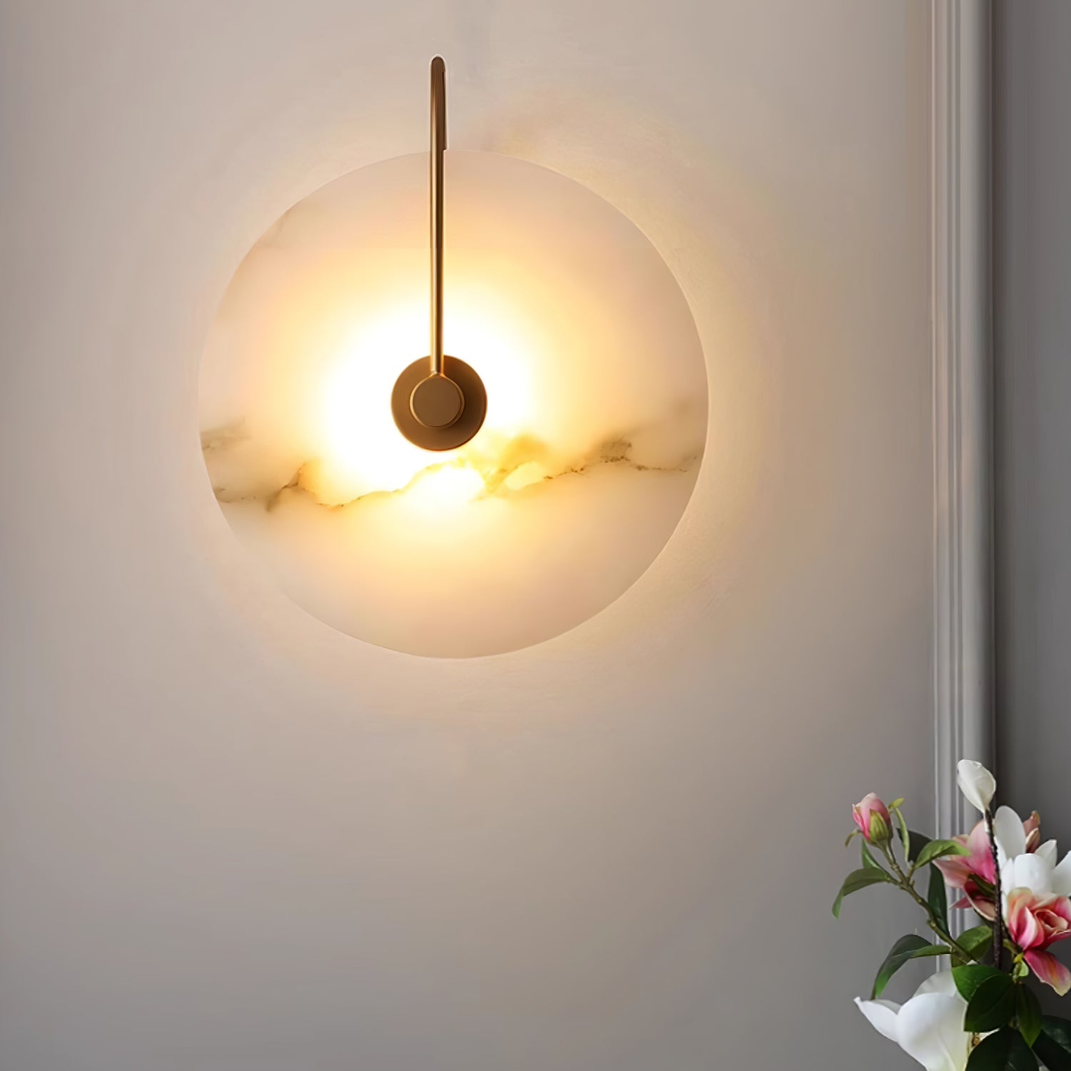 Alba | Wandlamp van Albast met Art Deco Design