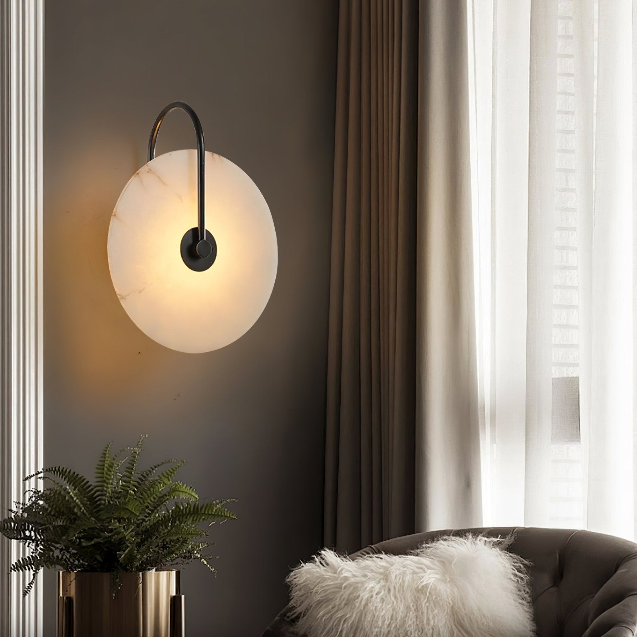 Alba | Wandlamp van Albast met Art Deco Design