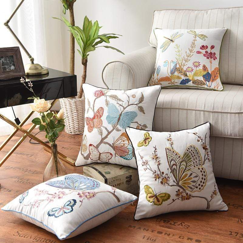 Fiori | Sierkussenhoes met Ambachtelijk Borduurwerk – Landelijke Stijl – 45x45 cm