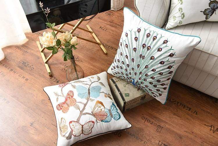 Fiori | Sierkussenhoes met Ambachtelijk Borduurwerk – Landelijke Stijl – 45x45 cm