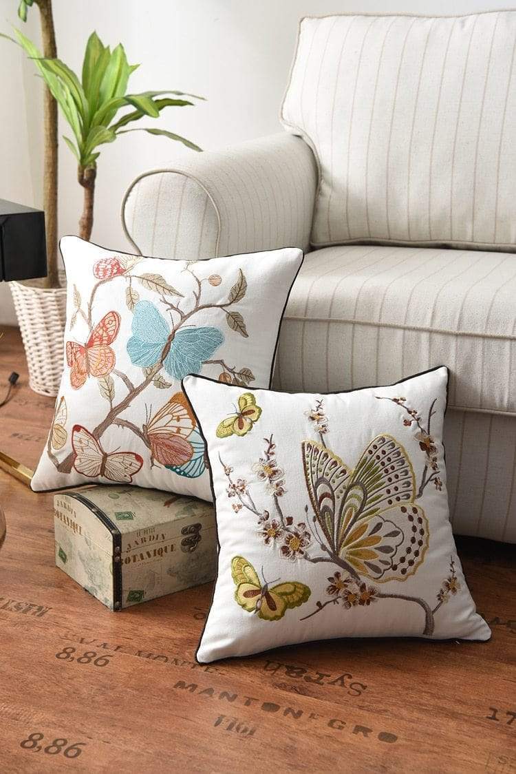 Fiori | Sierkussenhoes met Ambachtelijk Borduurwerk – Landelijke Stijl – 45x45 cm