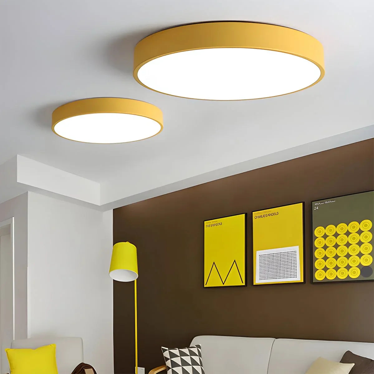 Platte LED Plafondlamp – Kleurrijk Design – Rond | Pastello