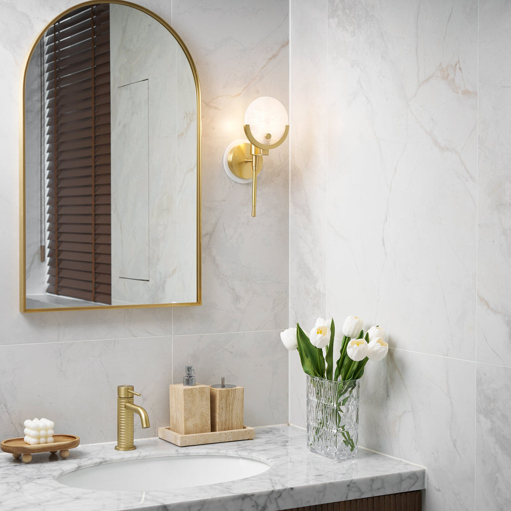 Messing Wandlamp met Natuurlijk Albast | Scepter