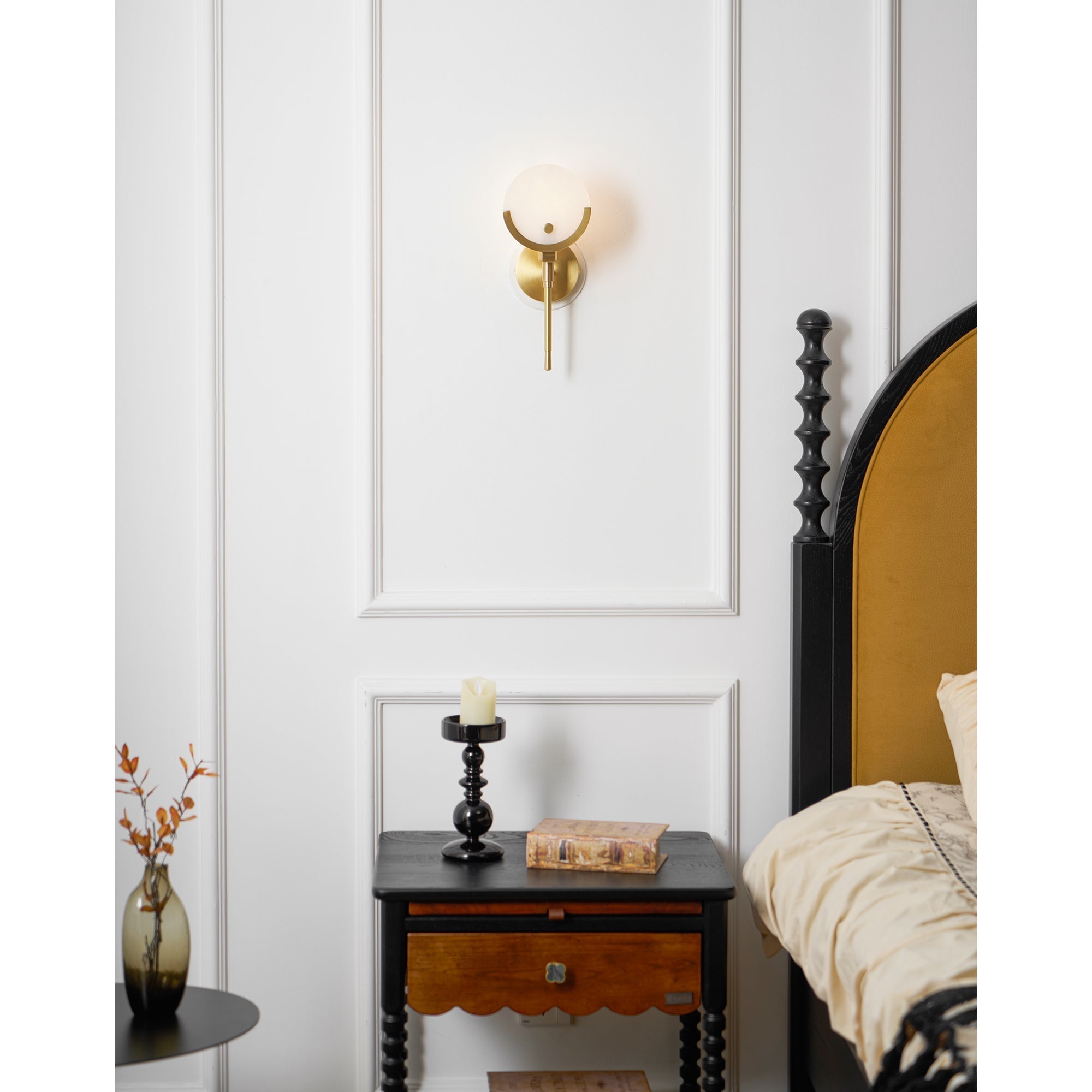 Messing Wandlamp met Natuurlijk Albast | Scepter