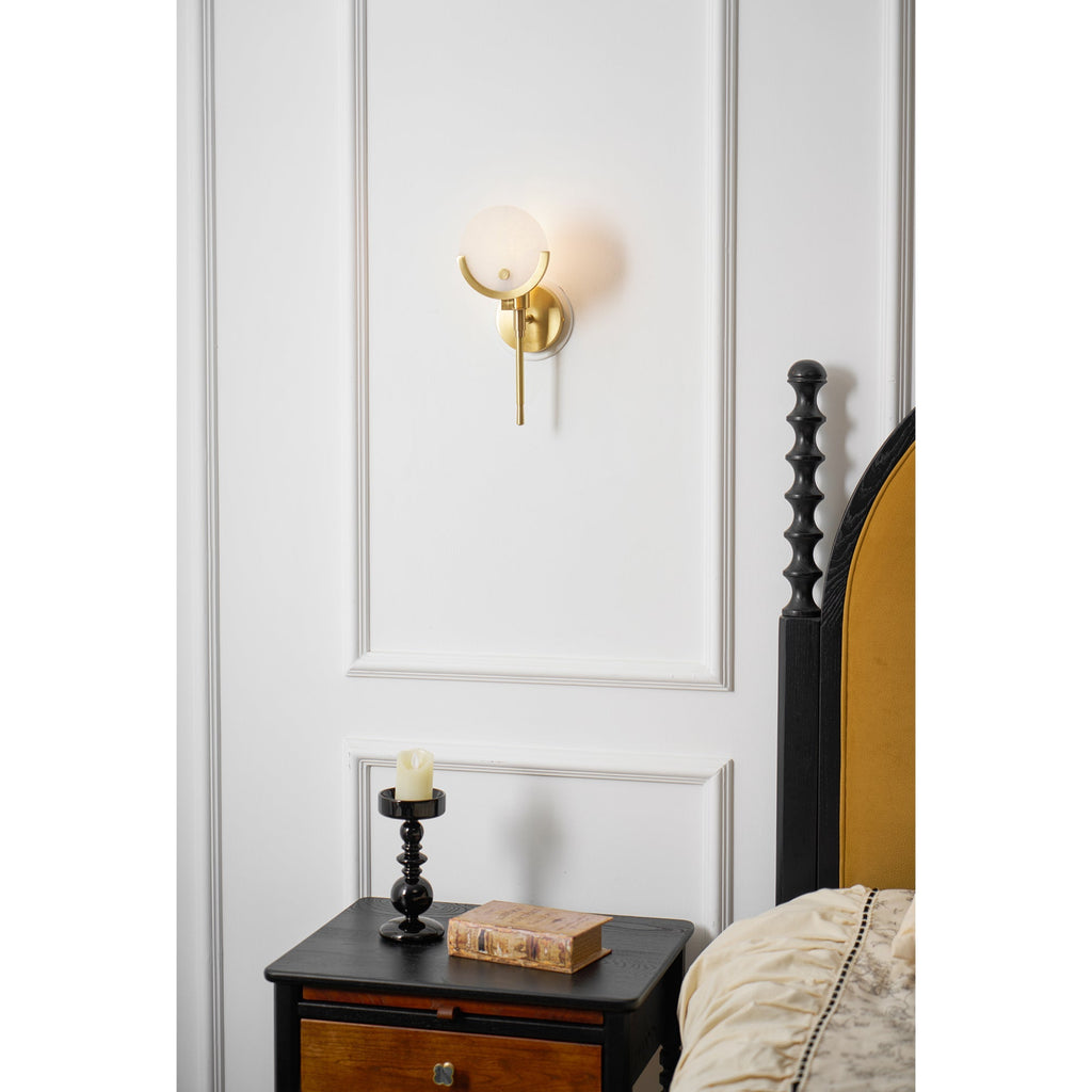 Messing Wandlamp met Natuurlijk Albast | Scepter