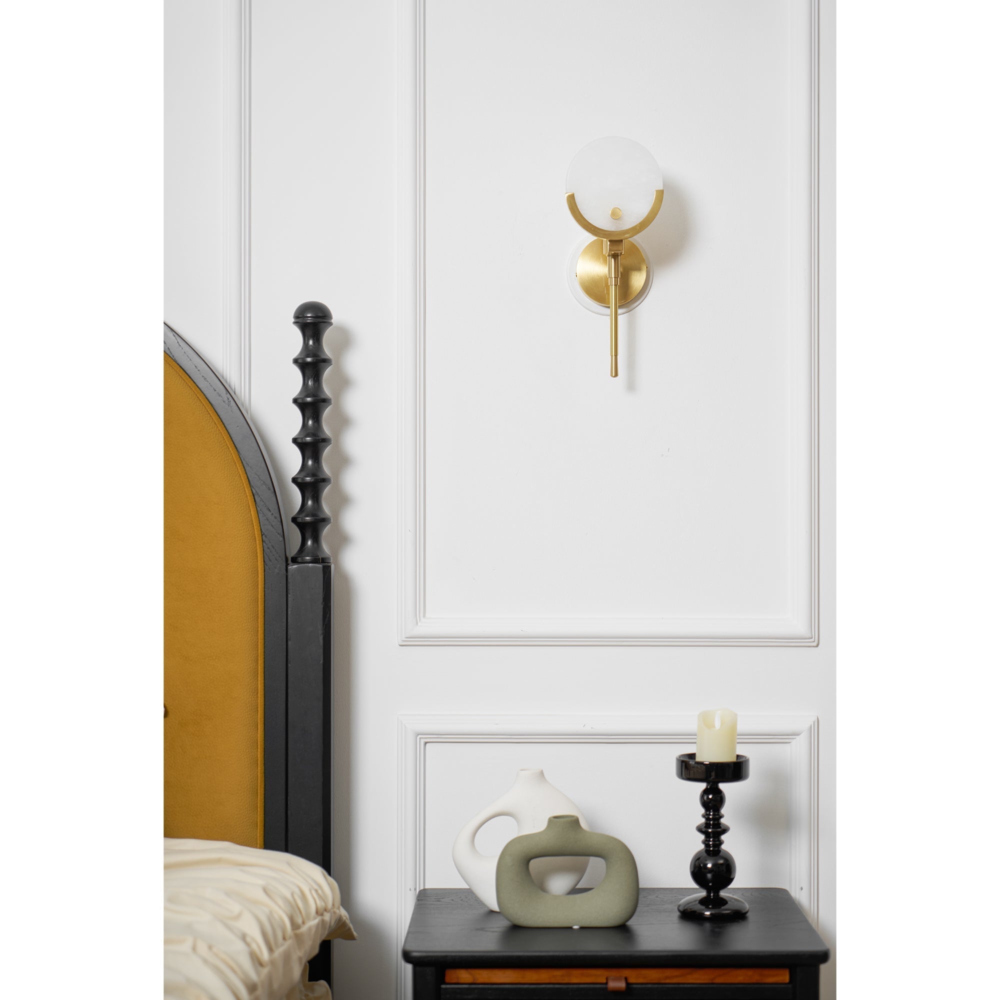 Messing Wandlamp met Natuurlijk Albast | Scepter