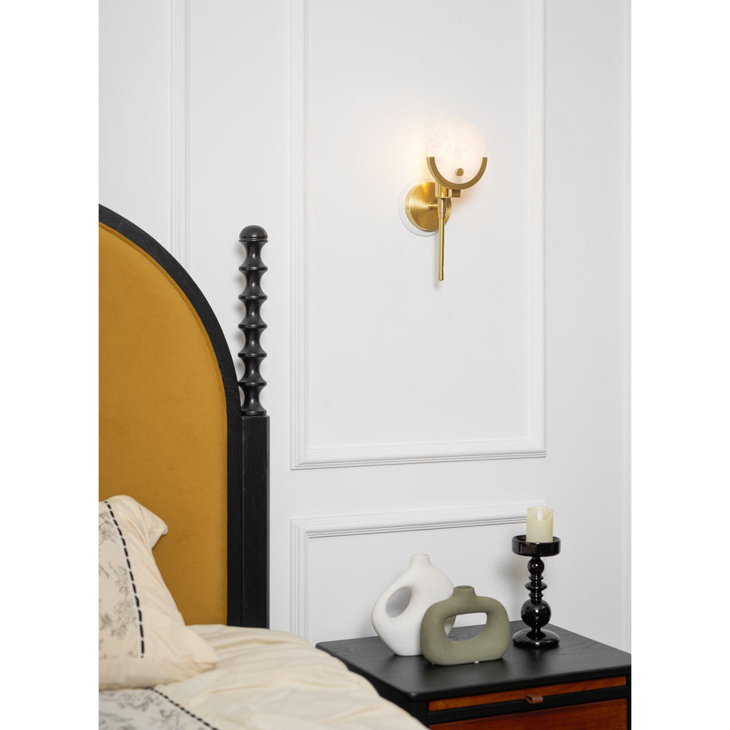 Messing Wandlamp met Natuurlijk Albast | Scepter