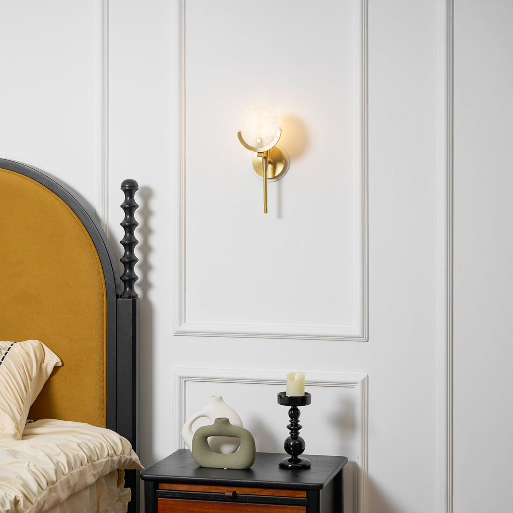 Messing Wandlamp met Natuurlijk Albast | Scepter