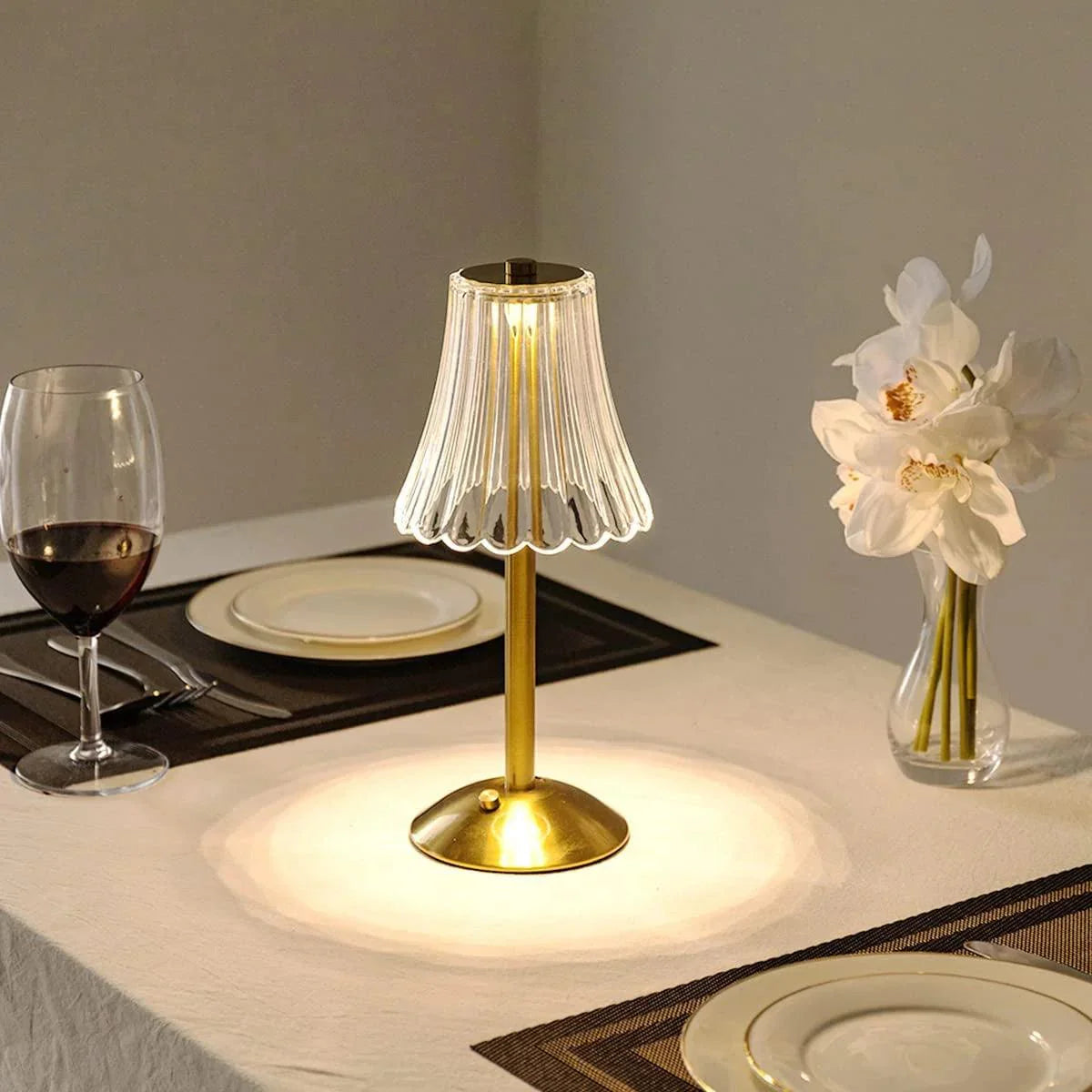 VetroClassico | Draadloze Vintage Tafellamp – Kristal-Look – Oplaadbaar – Touch Control