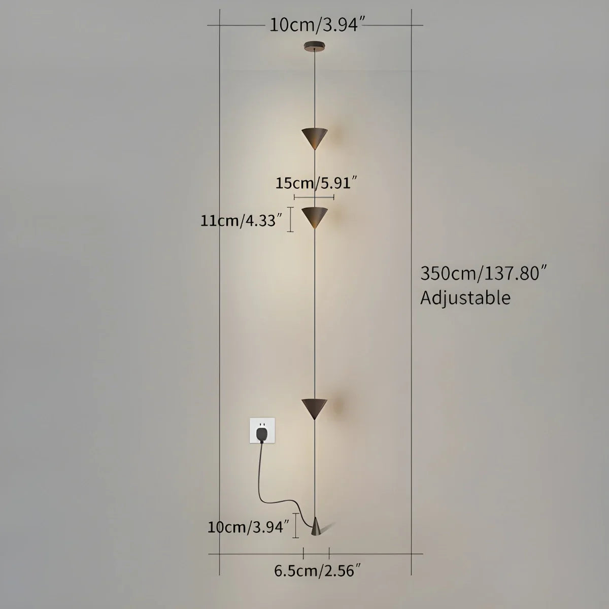 Colonna | Architecturale Vloer tot Plafond Lamp – Minimalistisch Design met Kegelvormige LED-elementen
