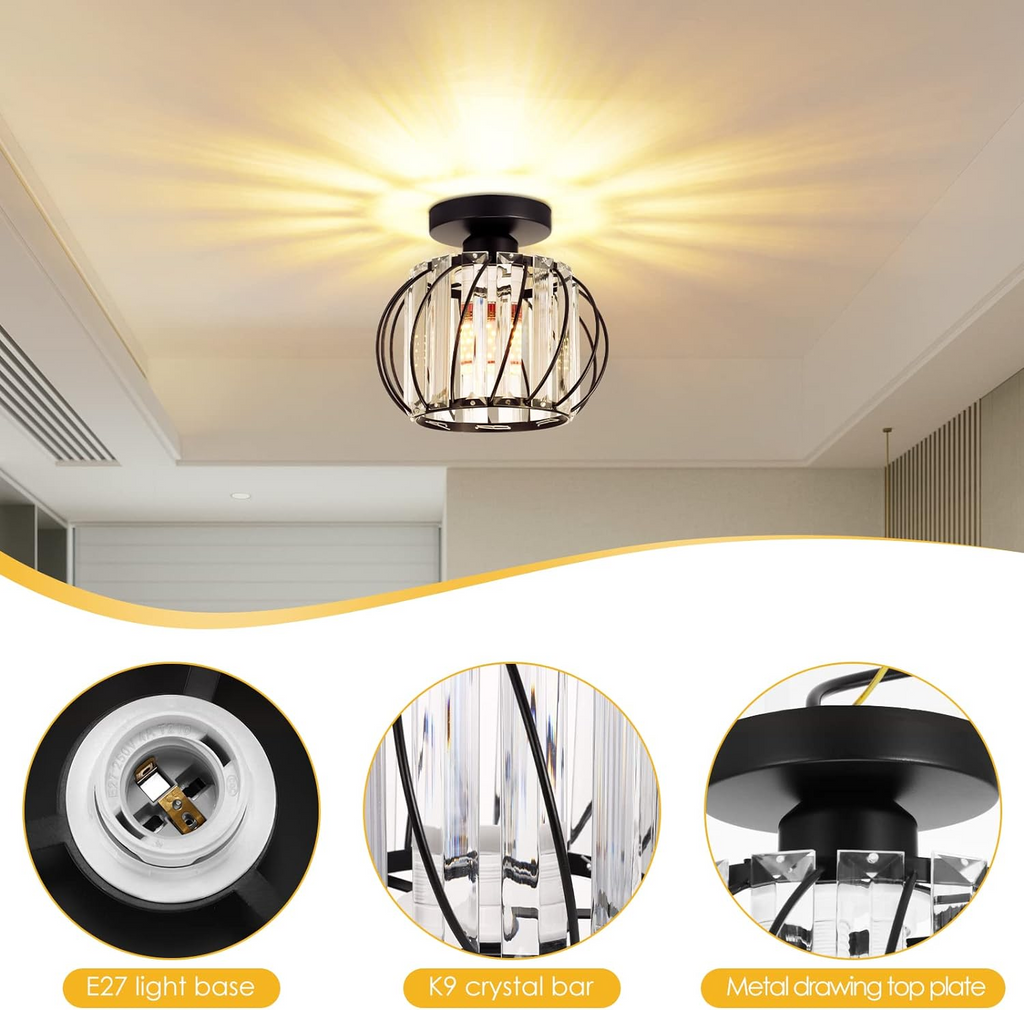 LuceDorata | Plafondlamp met Glas & Metaal – Zwart of Goud – Modern Design