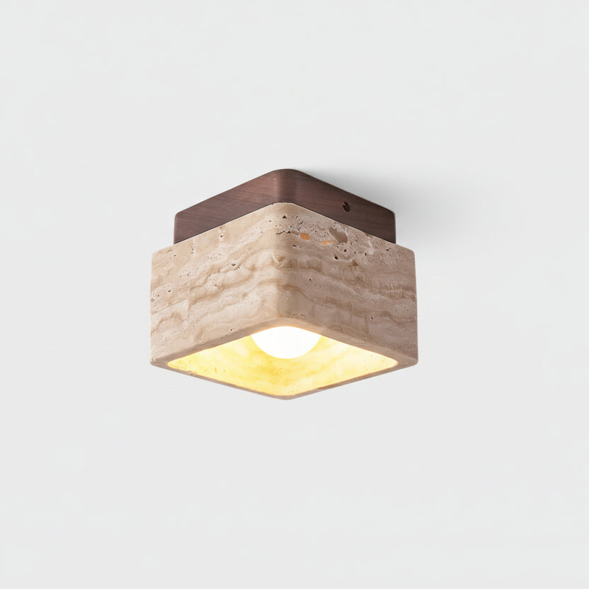 Kald | Plafond- of Wandlamp – Travertin & Hout – Compact Design