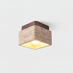 Kald | Plafond- of Wandlamp – Travertin & Hout – Compact Design