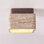 Kald | Plafond- of Wandlamp – Travertin & Hout – Compact Design
