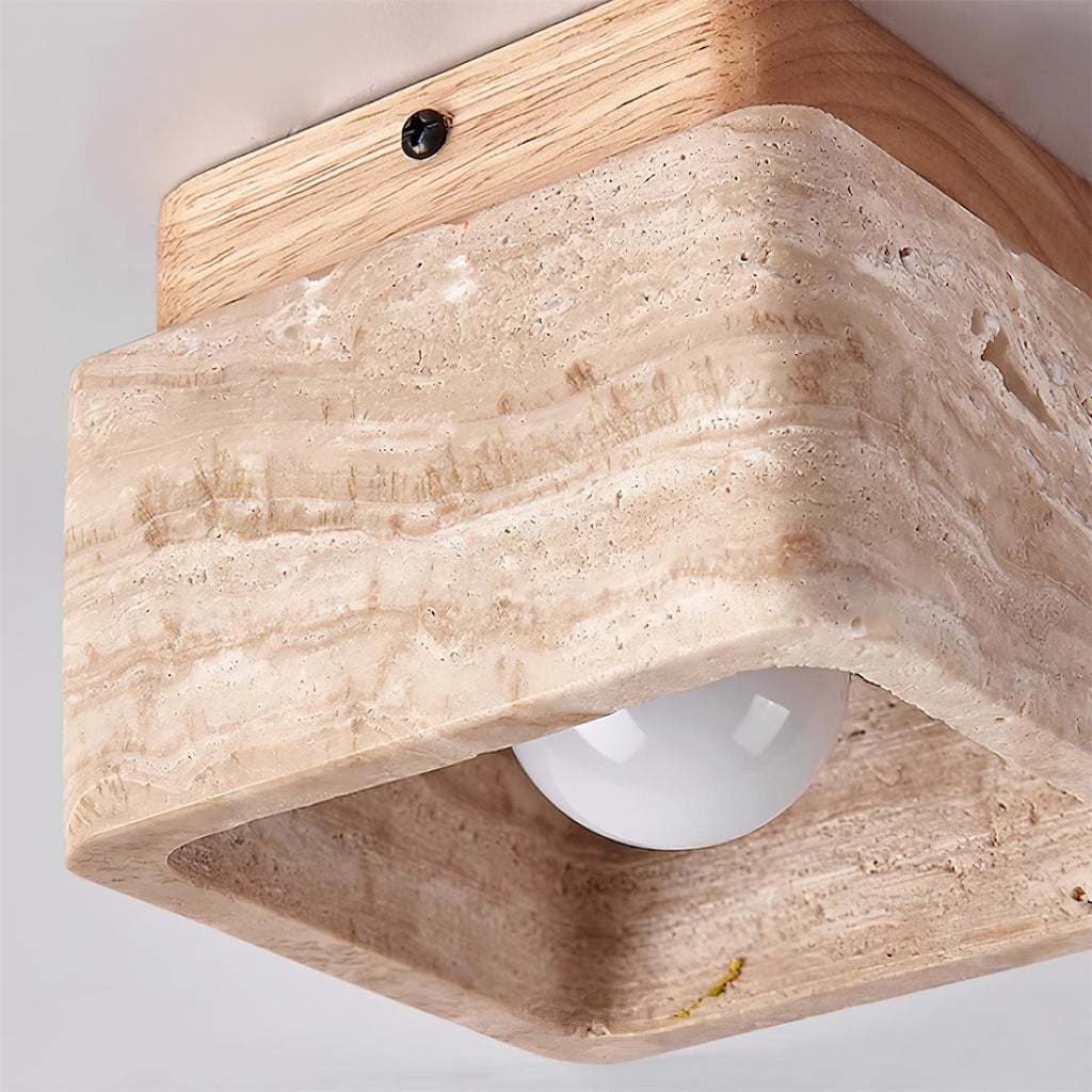 Kald | Plafond- of Wandlamp – Travertin & Hout – Compact Design