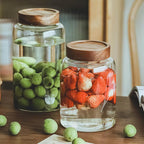 Klar Akasie | Luxe Glazen Voorraadpot – Acaciahouten Schroefdeksel