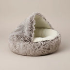 PuffHaven | Luxe Pluche Katten- & Hondenmand – Rustgevend Cave Design