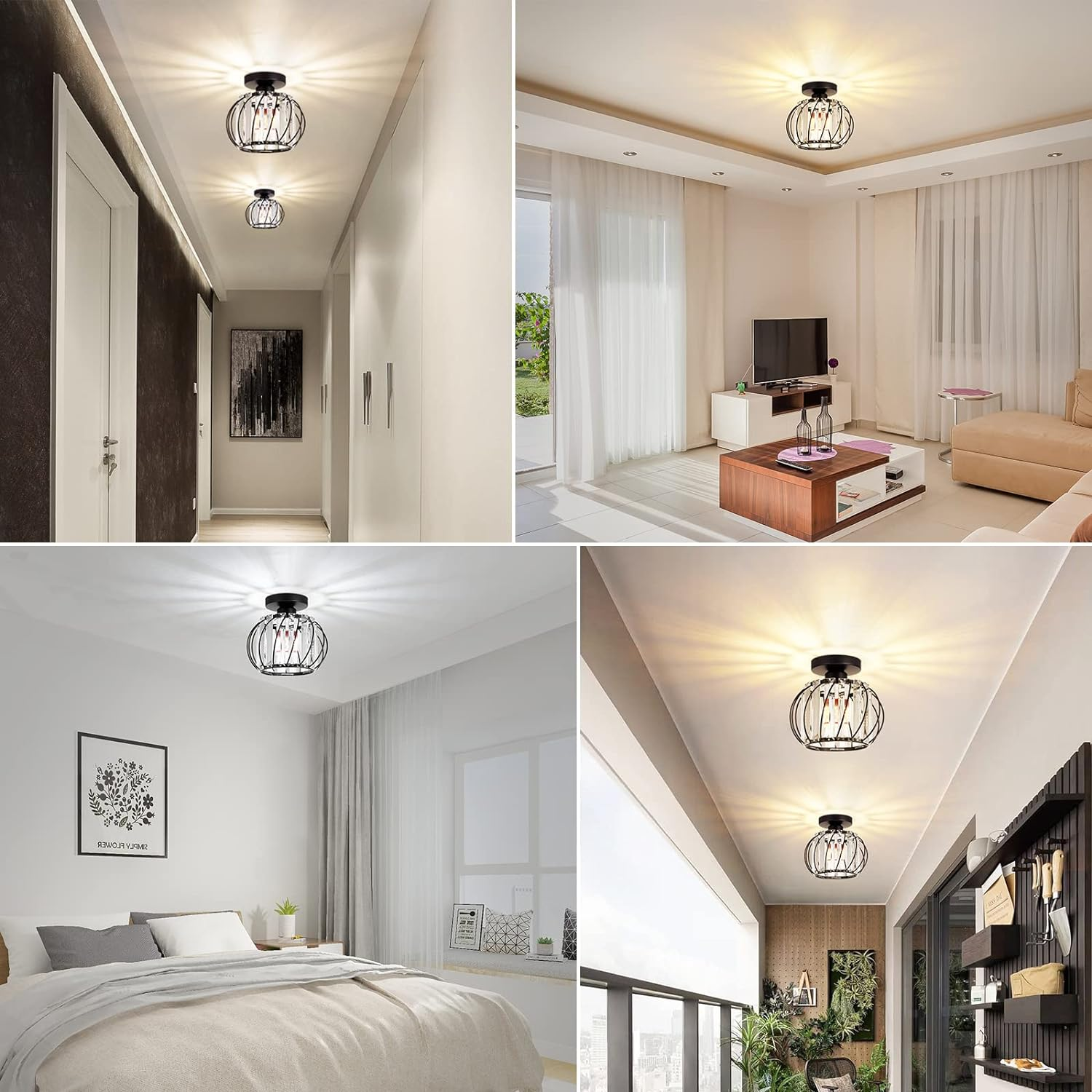 LuceDorata | Plafondlamp met Glas & Metaal – Zwart of Goud – Modern Design